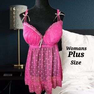 NWOT Pink BABYDOLL lingerie chemise Size 1X